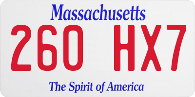 MA license plate 260HX7