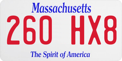 MA license plate 260HX8
