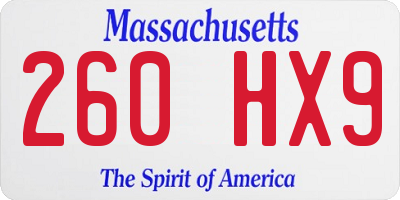 MA license plate 260HX9