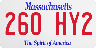 MA license plate 260HY2