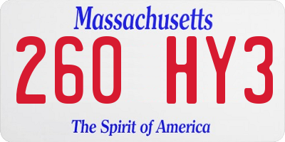 MA license plate 260HY3