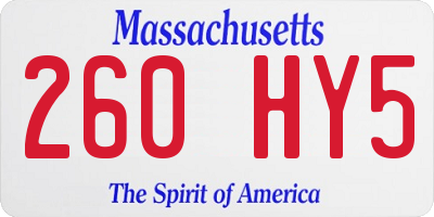 MA license plate 260HY5