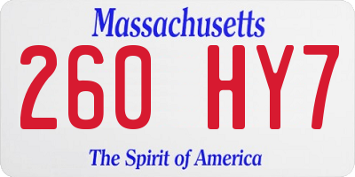 MA license plate 260HY7