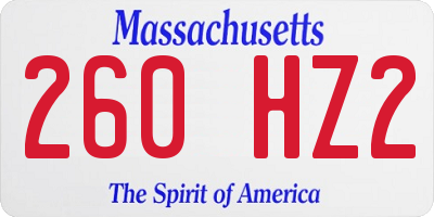 MA license plate 260HZ2