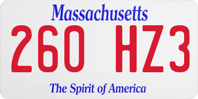 MA license plate 260HZ3