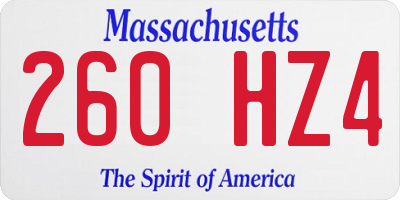 MA license plate 260HZ4