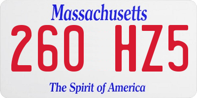 MA license plate 260HZ5
