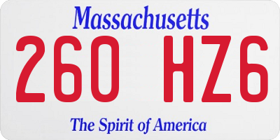 MA license plate 260HZ6