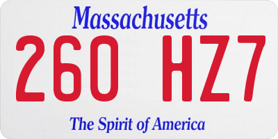 MA license plate 260HZ7