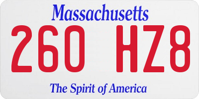 MA license plate 260HZ8