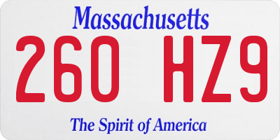 MA license plate 260HZ9