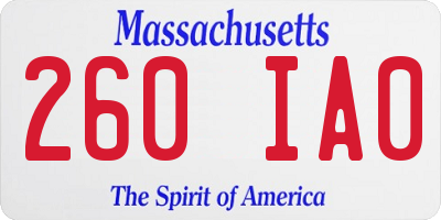 MA license plate 260IA0