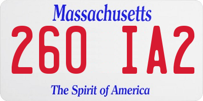 MA license plate 260IA2