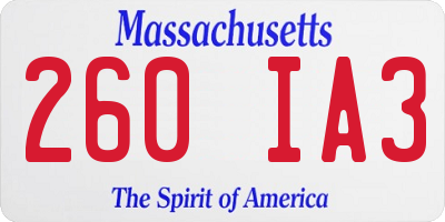 MA license plate 260IA3