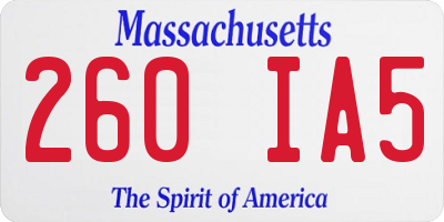 MA license plate 260IA5