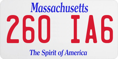 MA license plate 260IA6