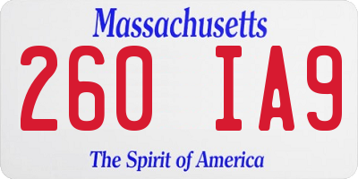 MA license plate 260IA9