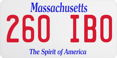 MA license plate 260IB0