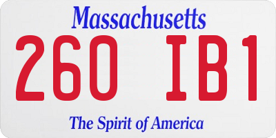 MA license plate 260IB1