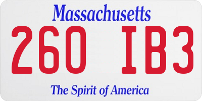 MA license plate 260IB3
