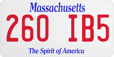 MA license plate 260IB5