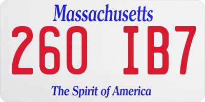MA license plate 260IB7