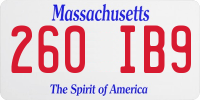 MA license plate 260IB9