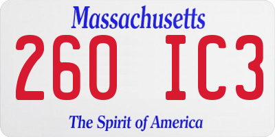 MA license plate 260IC3