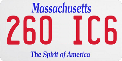 MA license plate 260IC6