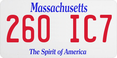 MA license plate 260IC7