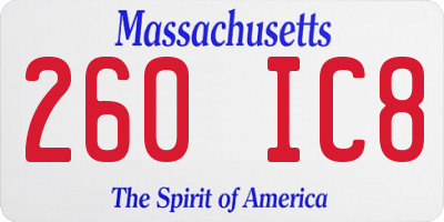 MA license plate 260IC8