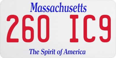 MA license plate 260IC9