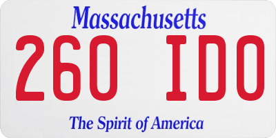 MA license plate 260ID0