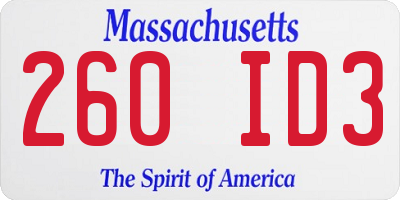 MA license plate 260ID3