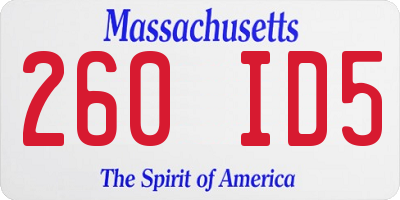 MA license plate 260ID5