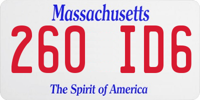 MA license plate 260ID6
