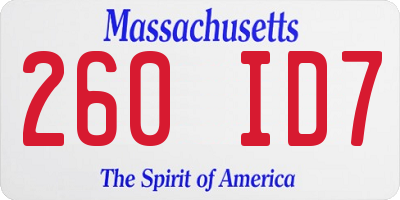 MA license plate 260ID7