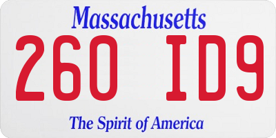 MA license plate 260ID9