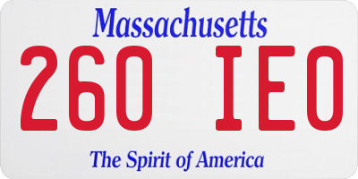MA license plate 260IE0