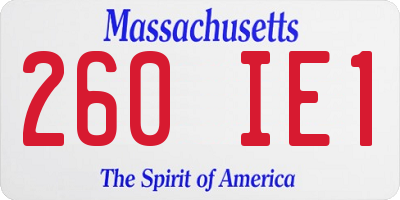 MA license plate 260IE1