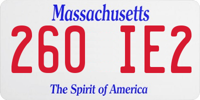MA license plate 260IE2