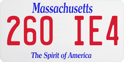 MA license plate 260IE4