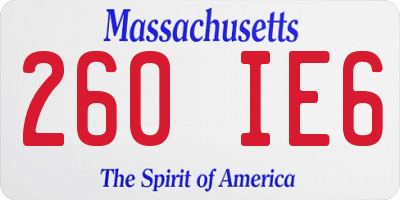 MA license plate 260IE6