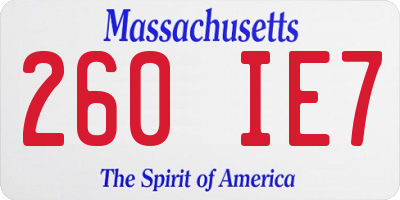 MA license plate 260IE7