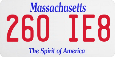 MA license plate 260IE8