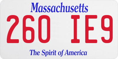 MA license plate 260IE9
