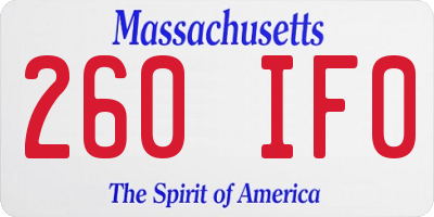 MA license plate 260IF0