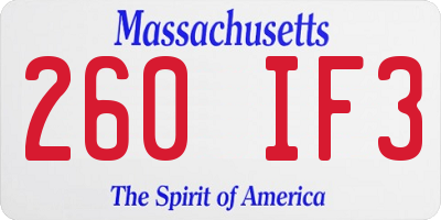 MA license plate 260IF3