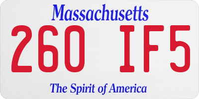 MA license plate 260IF5