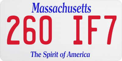 MA license plate 260IF7